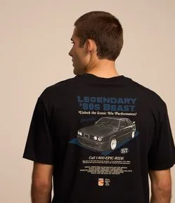 Camiseta Relaxed em Algodão com Estampa de Carros Legendários
