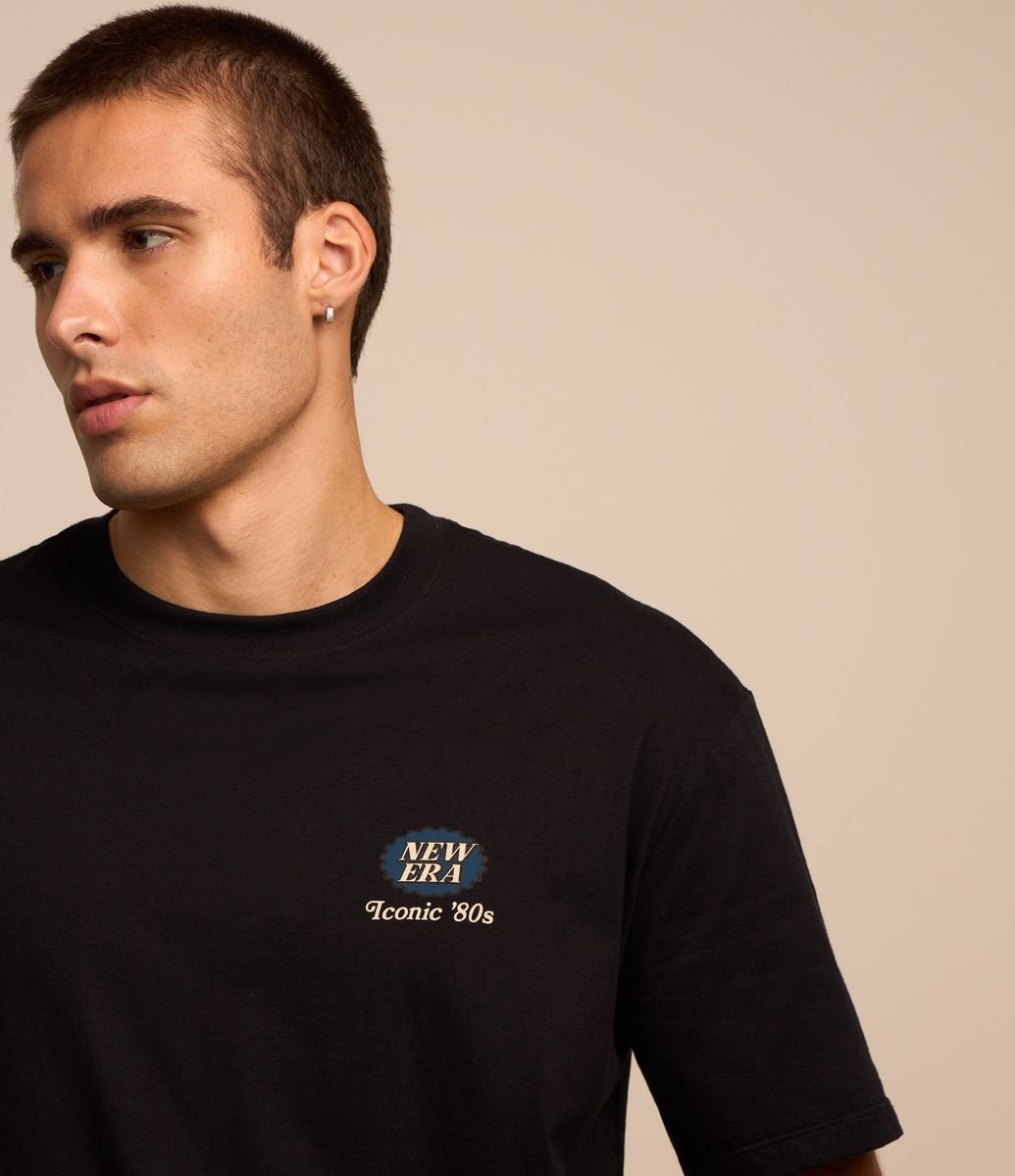 Camiseta Relaxed em Algodão com Estampa de Carros Legendários Preto