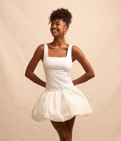 Vestido Curto em Ponto Roma com Saia Balonê