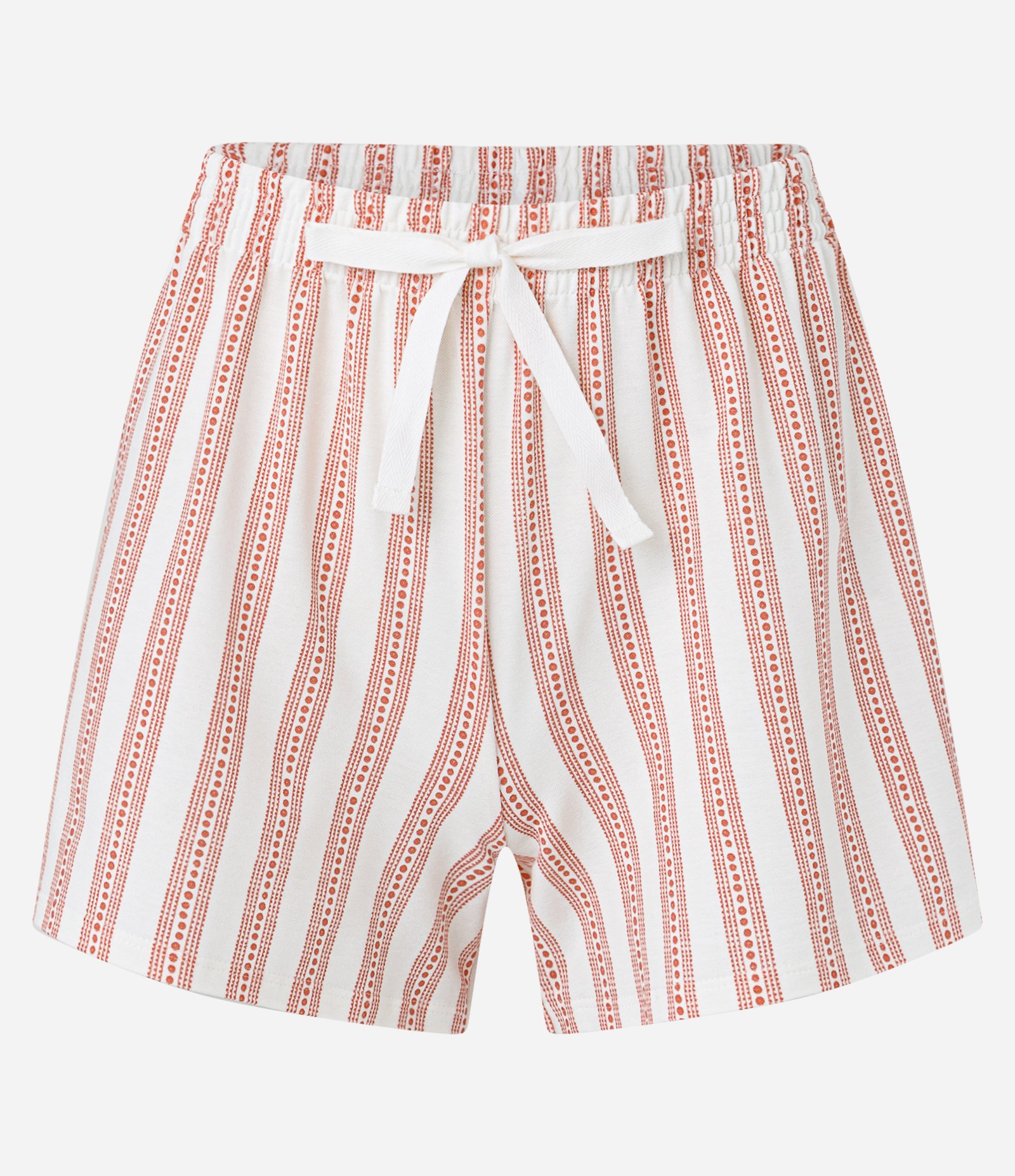 Pijama Short Doll em Ribana com Textura e Listras Branco/Rosa Coral 8