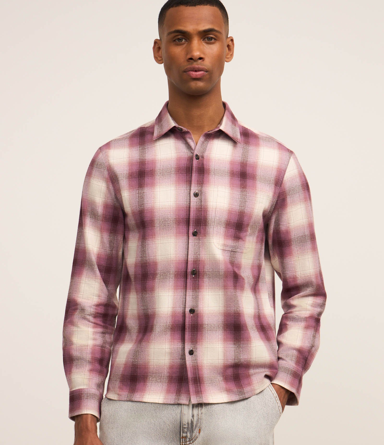 Camisa Comfort em Flanela com Estampa Xadrez Roxo 1