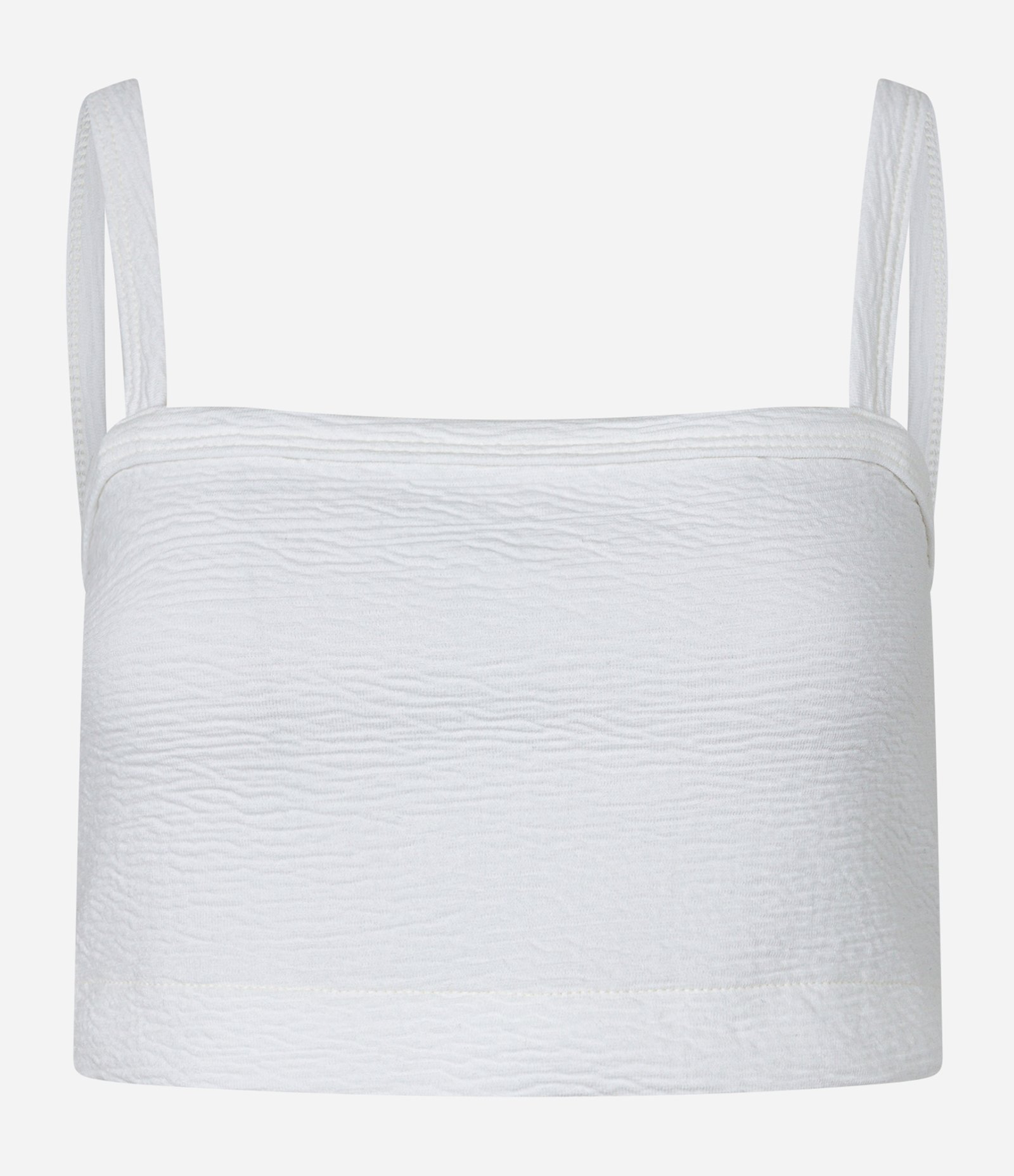 Blusa de Alça Cropped Jacquard com Textura Branco 3