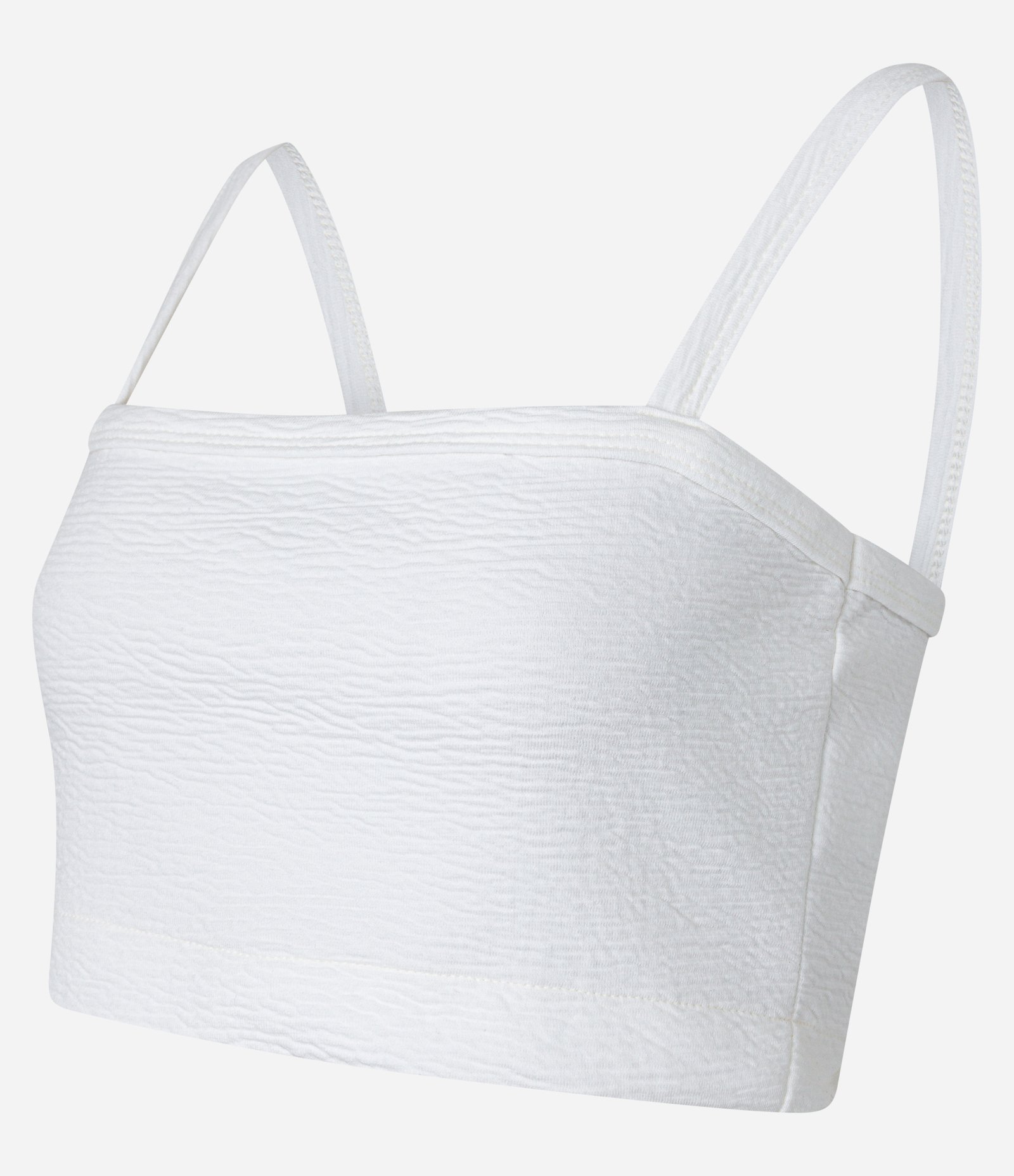 Blusa de Alça Cropped Jacquard com Textura Branco 4