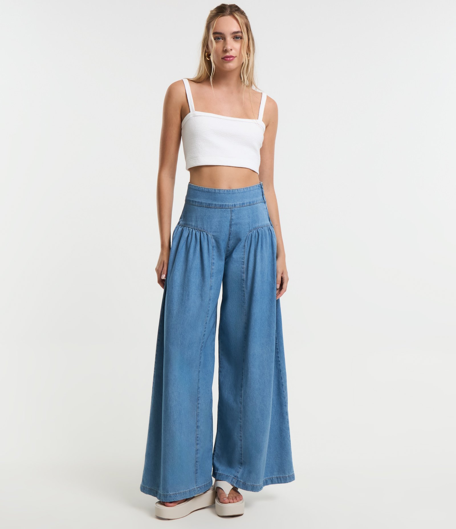 Blusa de Alça Cropped Jacquard com Textura Branco 2
