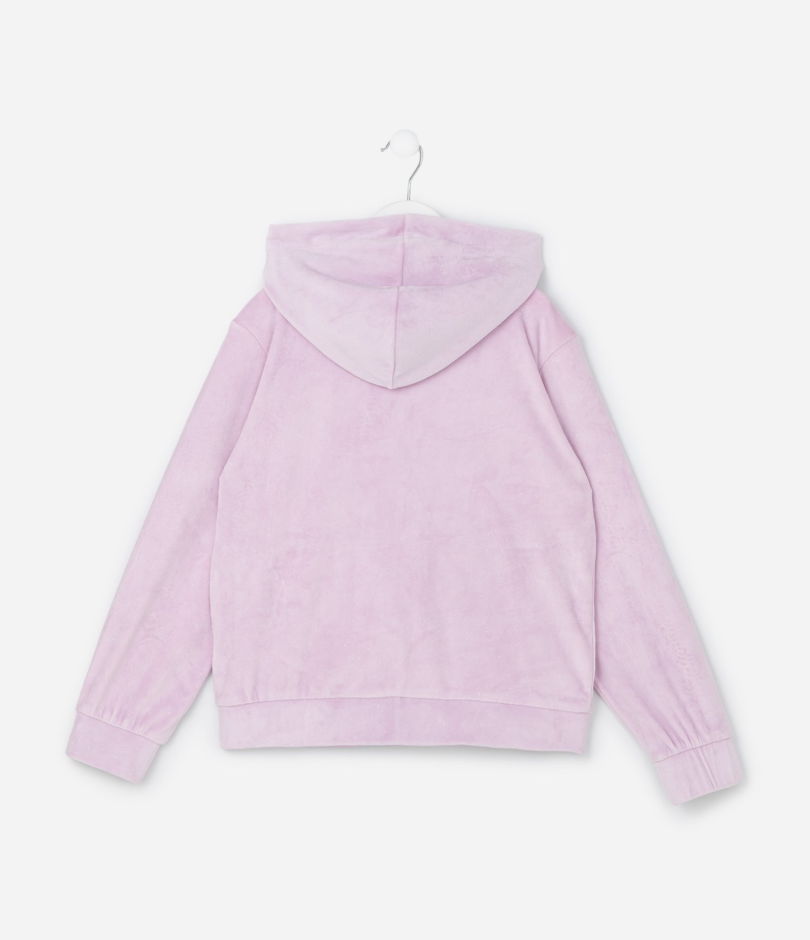 Jaqueta Regular Infantil em Plush com Capuz e Bolso Canguru - Tam 5 a 14 Anos Roxo 2