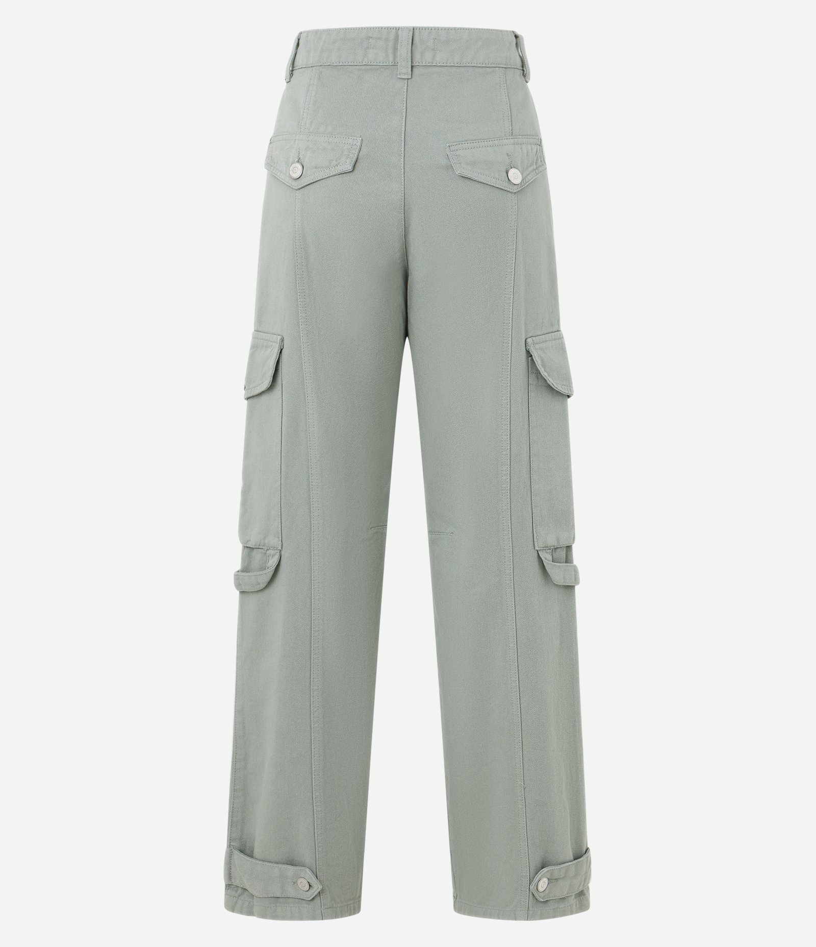 Calça Reta em Jeans com Bolso Cargo e Friso Frontal Verde 7