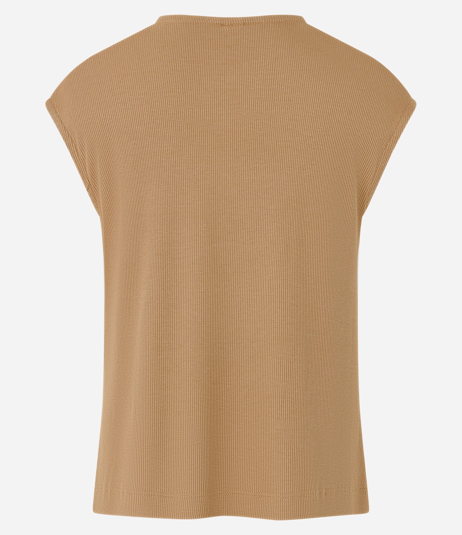 Blusa Sem Manga em Ribana com Franzido Marrom 3
