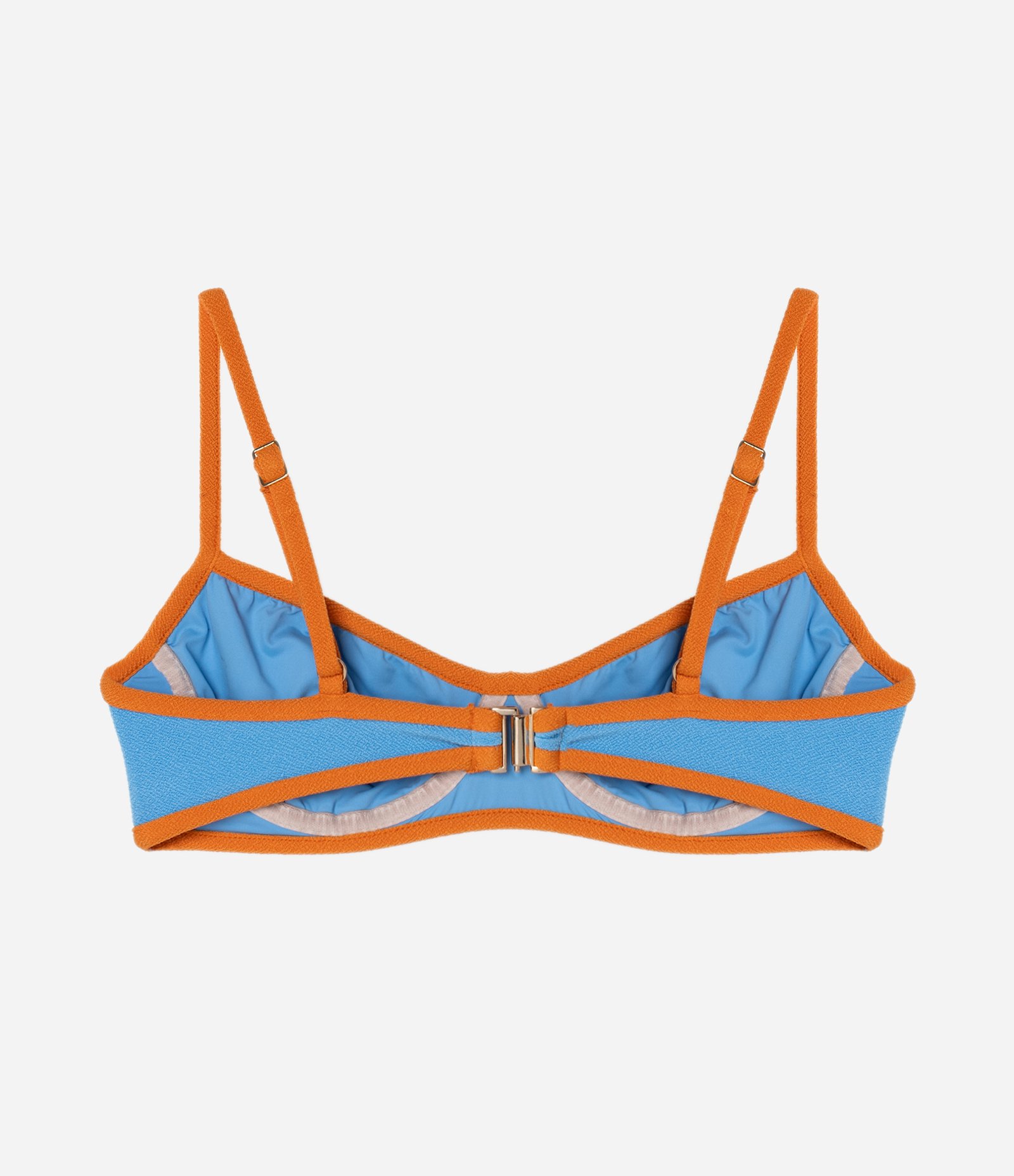 Biquíni Top Meia Taça Texturizado com Viés Contrastante Azul/Amarelo 6