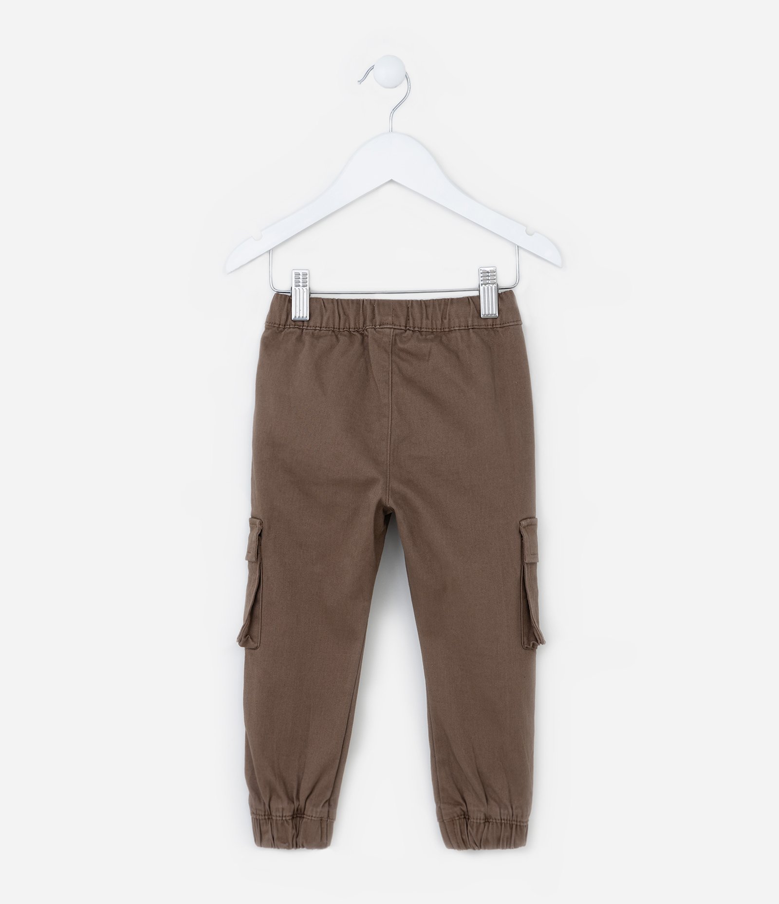 Calça Infantil com Bordado e Bolsos Cargo - Tam 1 a 5 Anos Marrom 2