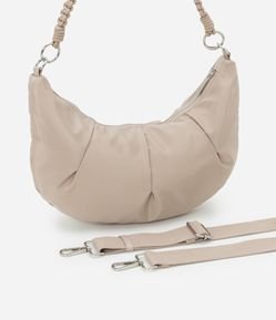 Bolsa Meia Lua Pequena com Alça Trançada e Alça Longa de Gorgorão