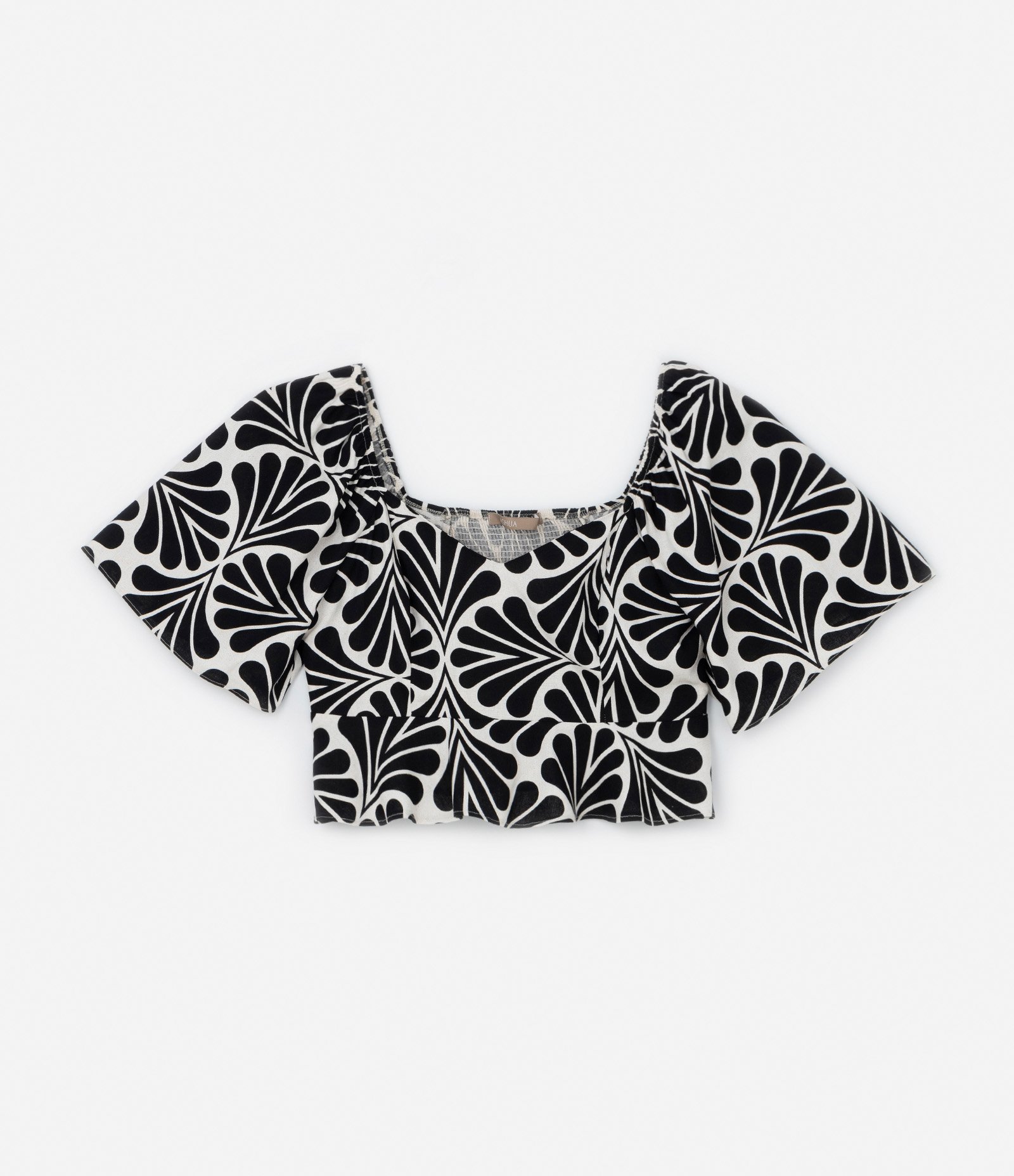 Blusa Viscolinho Estampa Abstrata Curve & Plus Size Preto 5
