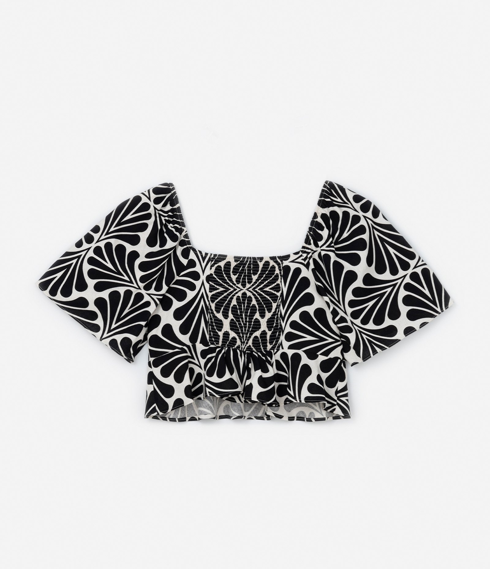 Blusa Viscolinho Estampa Abstrata Curve & Plus Size Preto 6