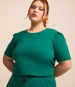 Blusa em Algodão com Manga Curta Bufante Curve & Plus Size
