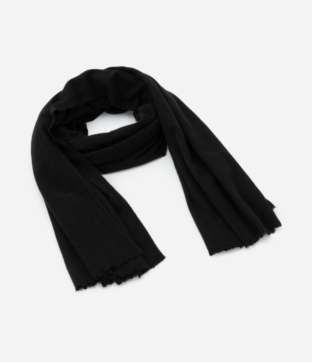 Cachecol em Flanela com Barra Desfiada Preto