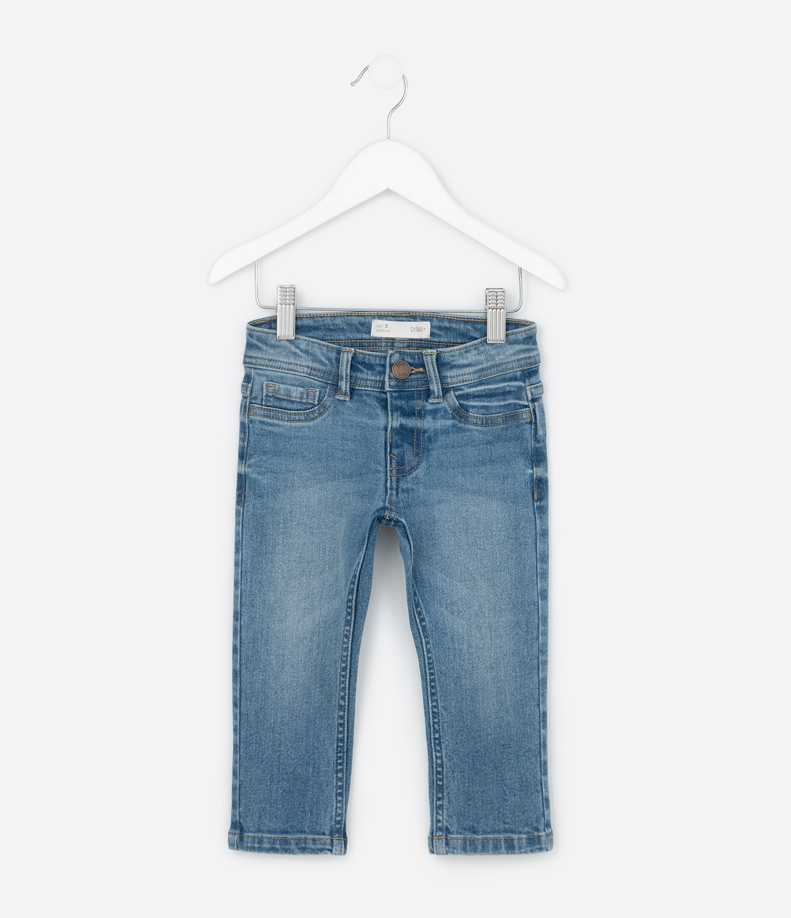Calça Reta Infantil em Jeans Básica - Tam 1 a 5 Anos Azul Médio 1