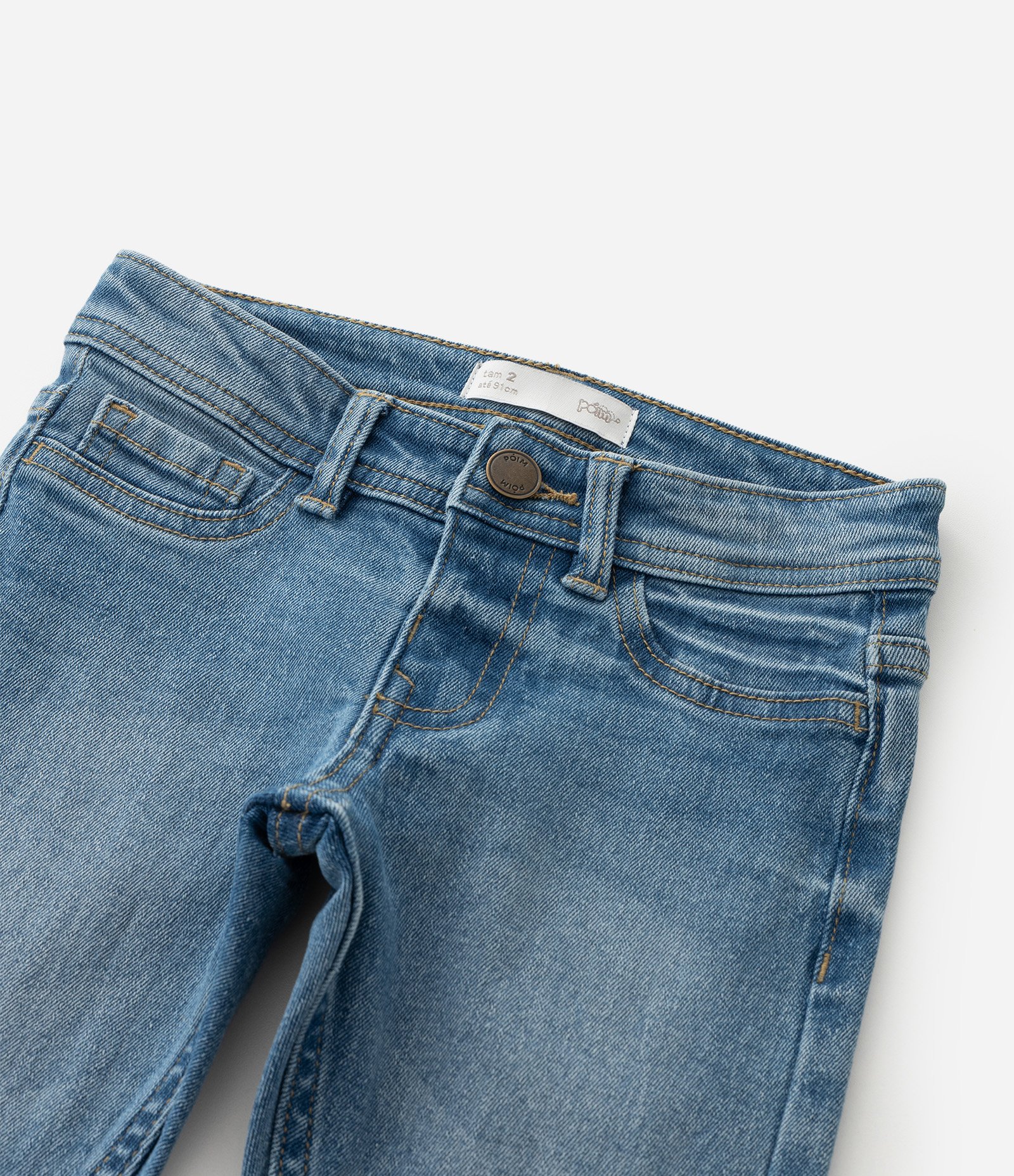 Calça Reta Infantil em Jeans Básica - Tam 1 a 5 Anos Azul Médio 4