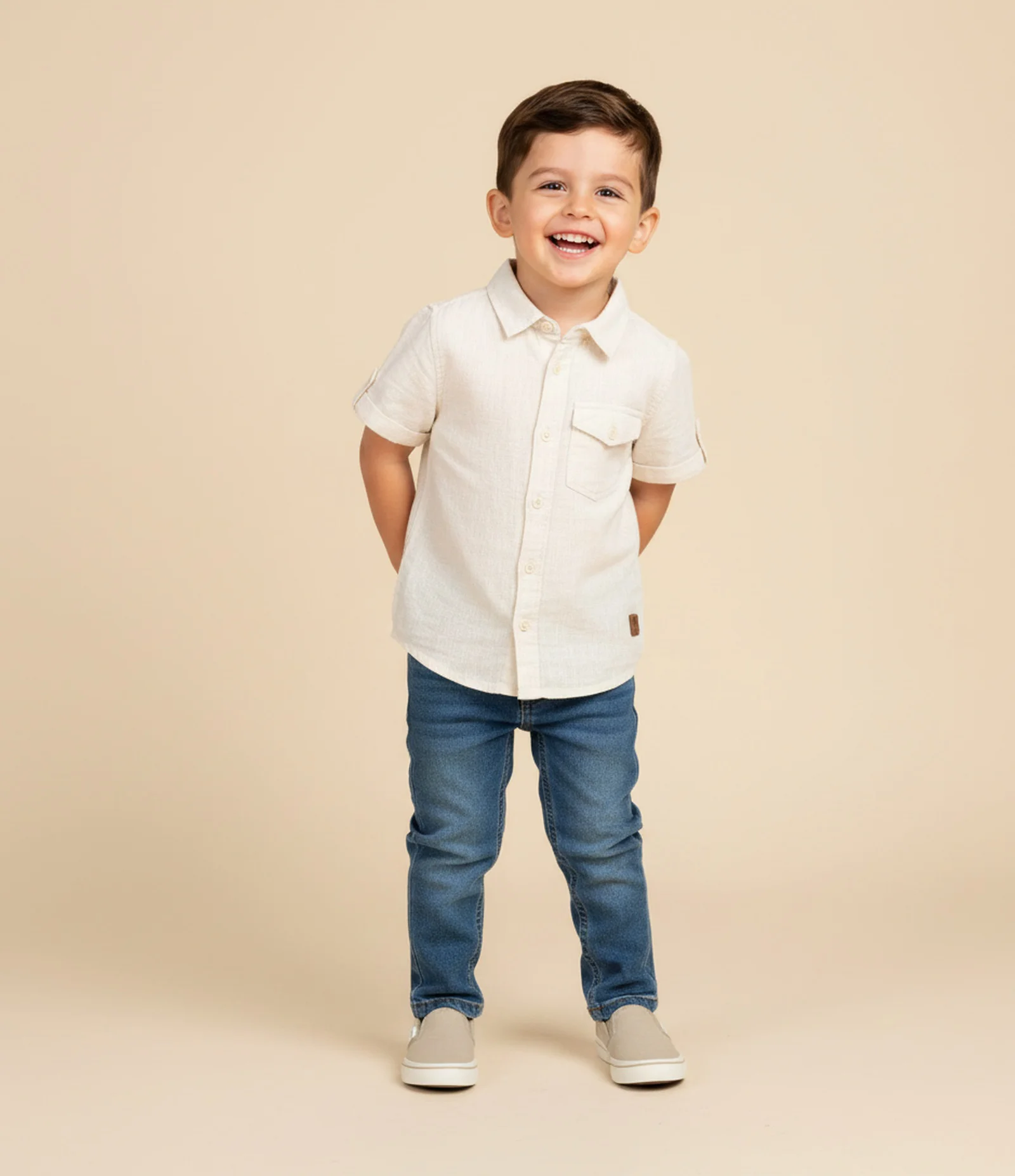 Calça Reta Infantil em Jeans Básica - Tam 1 a 5 Anos Azul Escuro 1