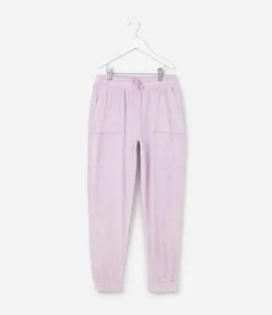 Calça Jogger Infantil em Plush com Glitter - Tam 5 a 14 Anos