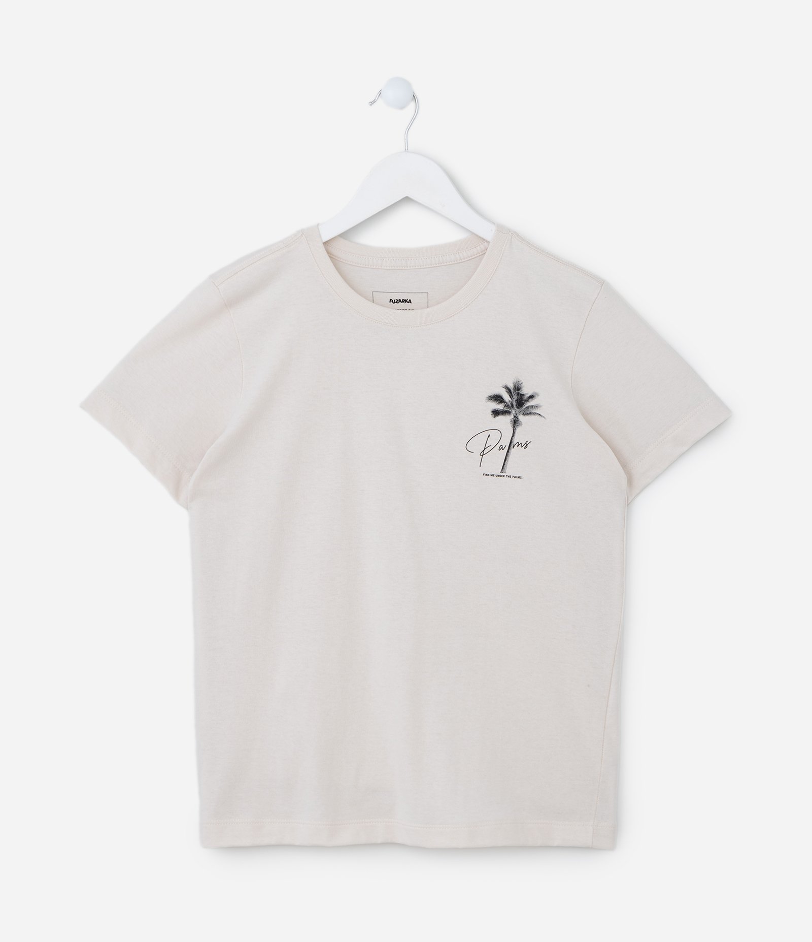 Camiseta Infantil com Estampa Coqueiro - Tam 5 a 14 Anos Off White 1