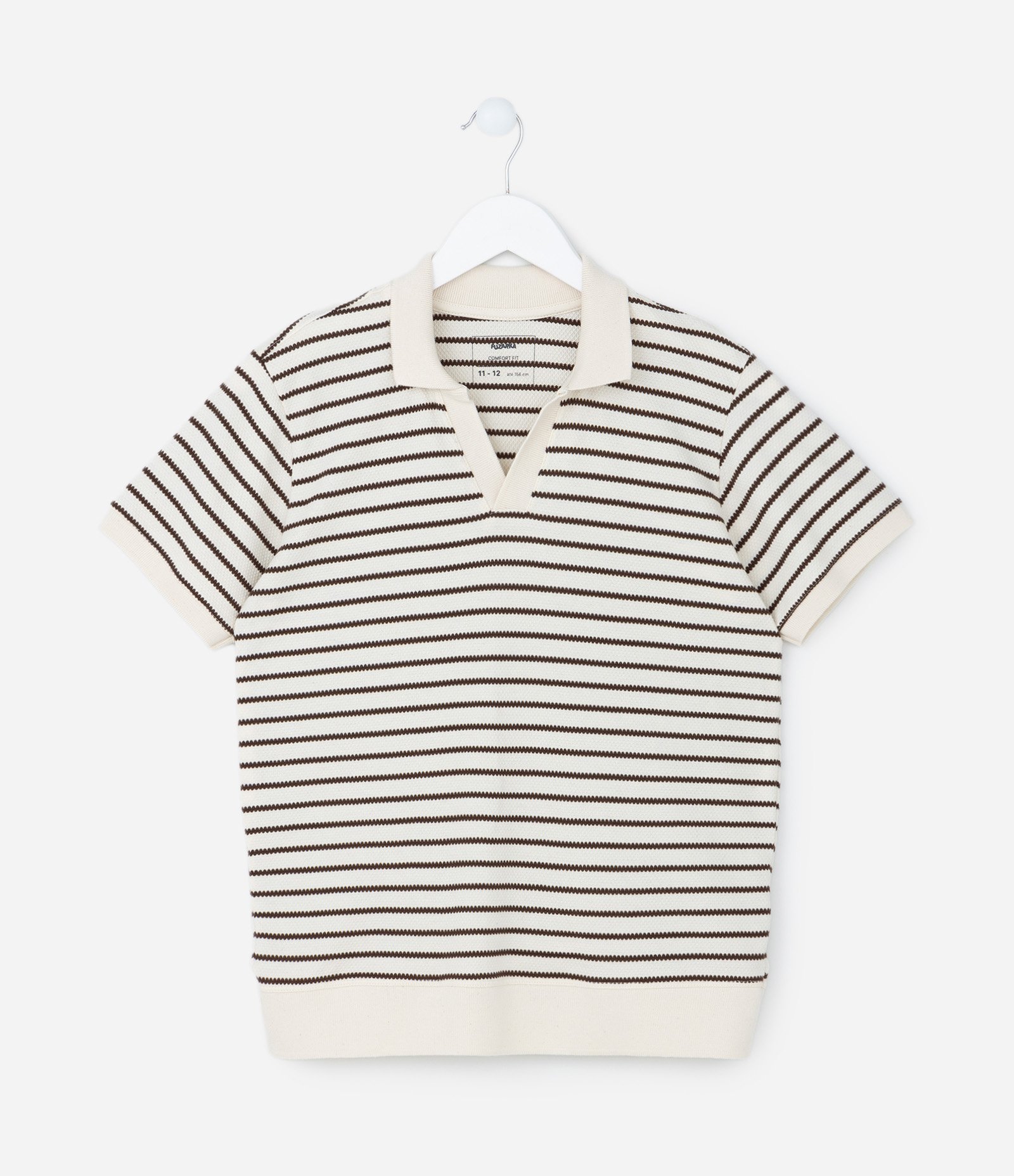 Polo Infantil Texturizada com Listras - Tam 5 a 14 Anos Off White 1
