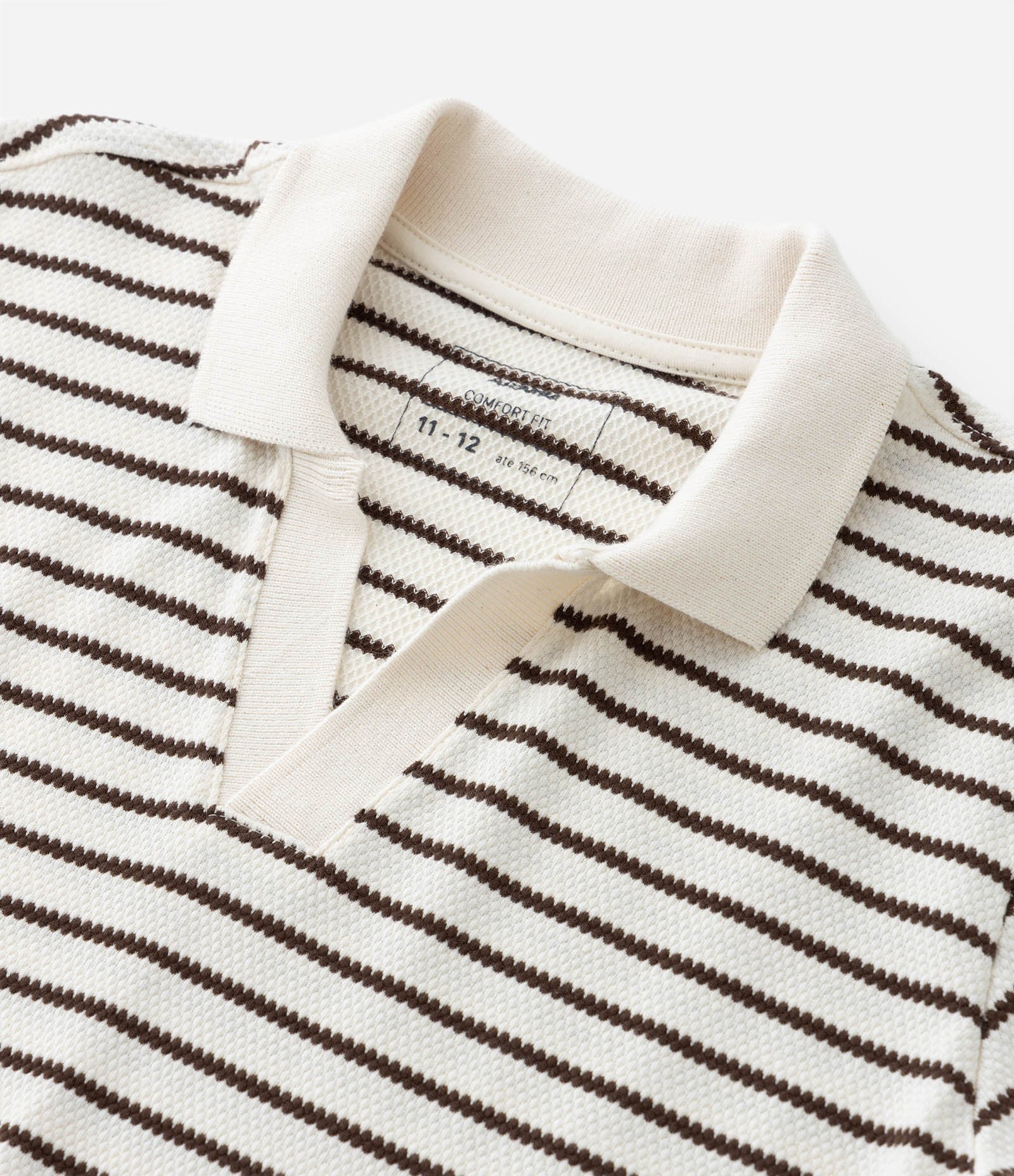 Polo Infantil Texturizada com Listras - Tam 5 a 14 Anos Off White 6