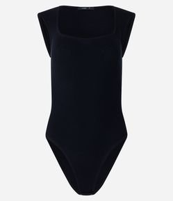 Body em Ribana com Manga Curtinha e Decote Quadrado