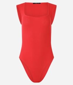 Body em Ribana com Manga Curtinha e Decote Quadrado