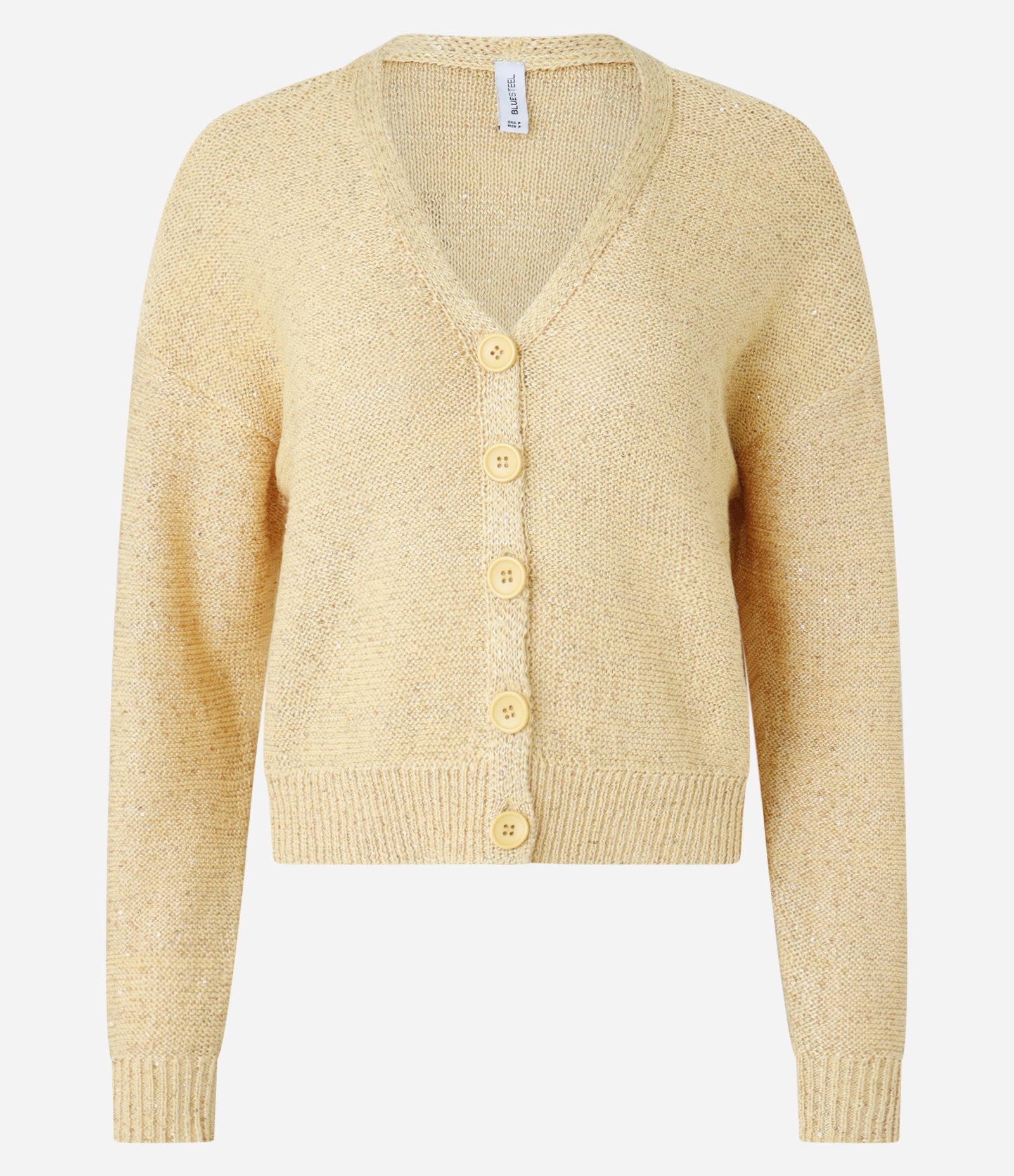 Cardigan em Tricô com Paetês Amarelo 1