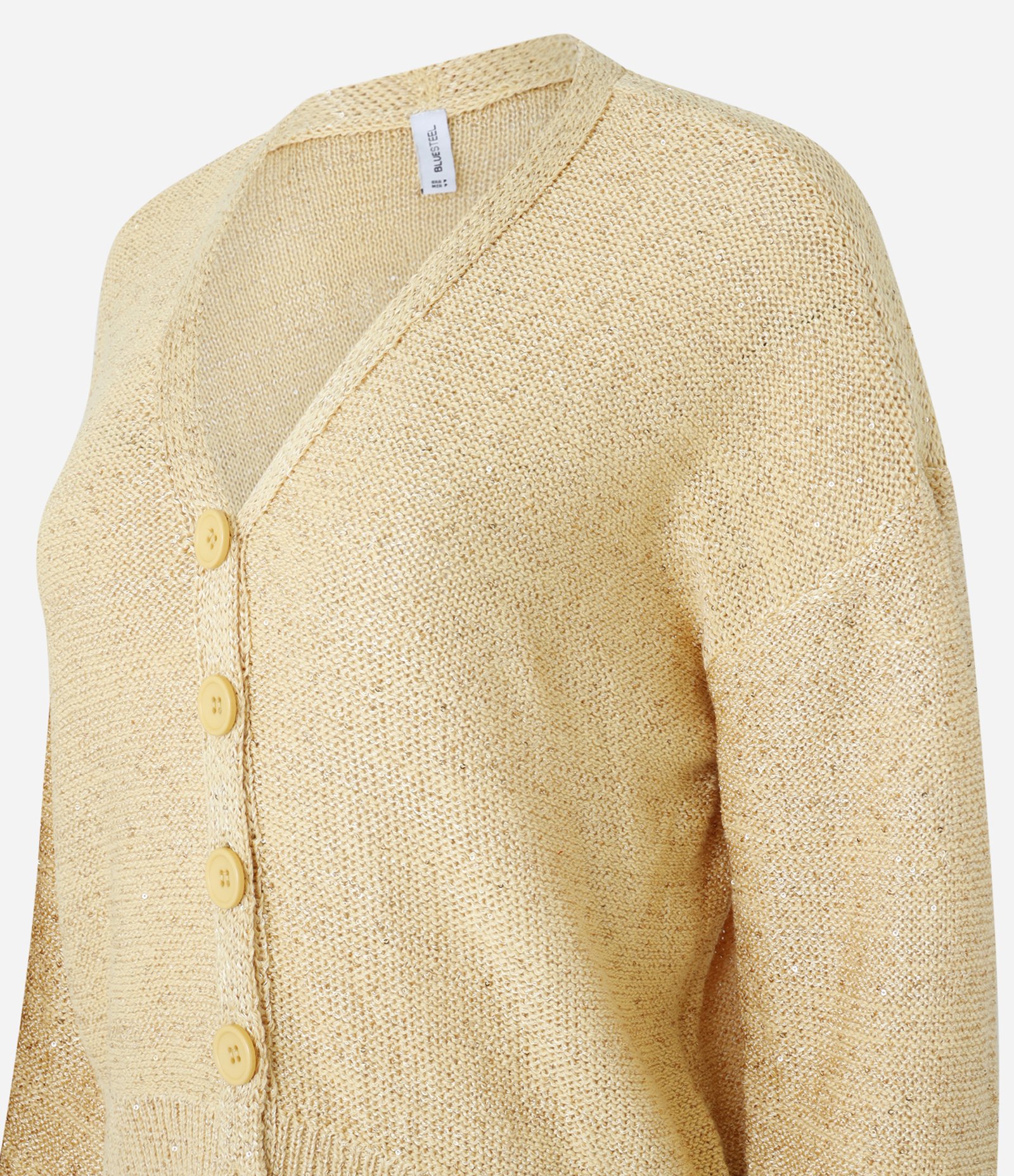 Cardigan em Tricô com Paetês Amarelo 2