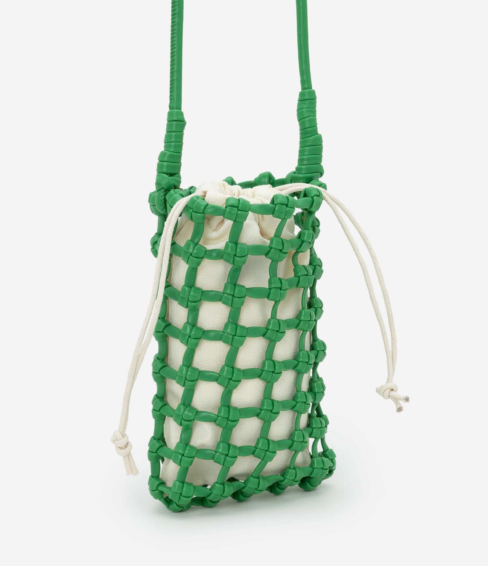 Bolsa Mini Bag em Material Sintético Trançado Verde 1