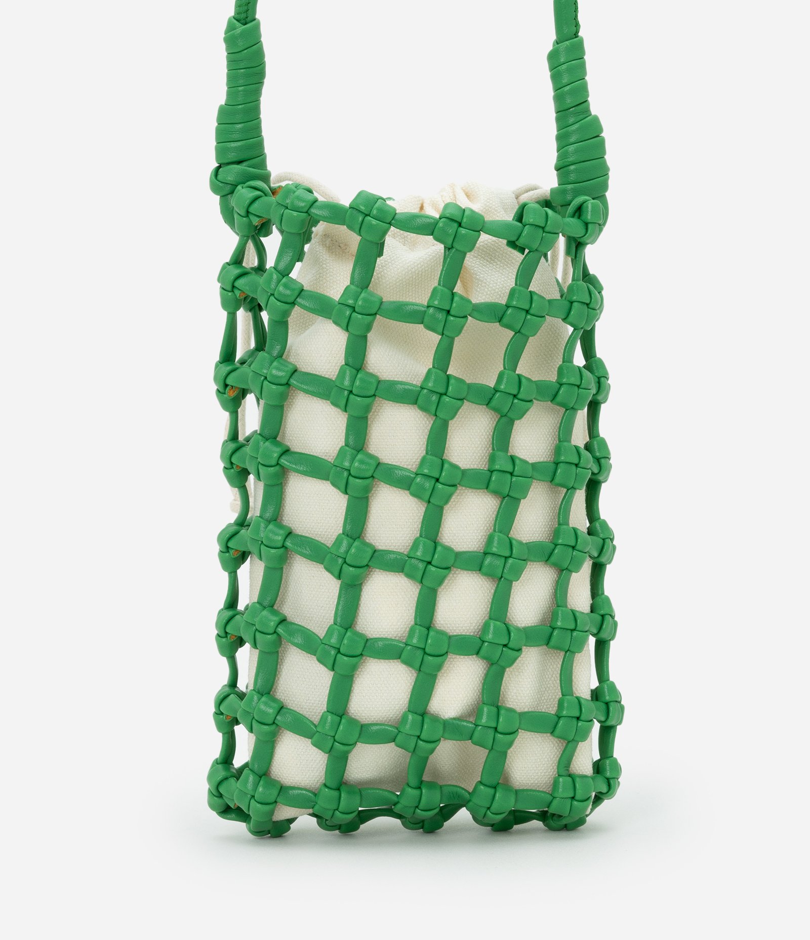 Bolsa Mini Bag em Material Sintético Trançado Verde 3