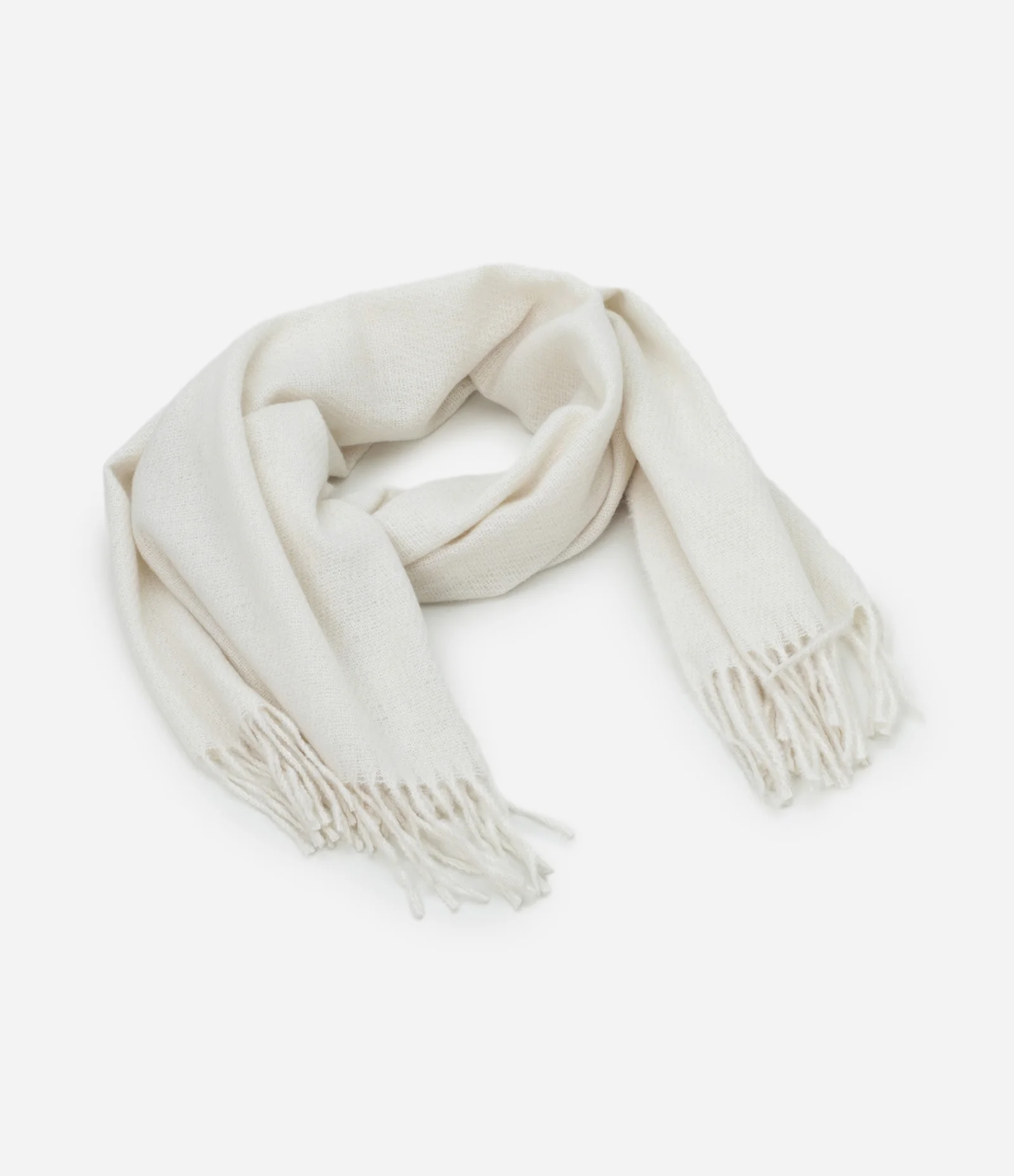 Cachecol Comfy em Flanela com Franjas Off White 1