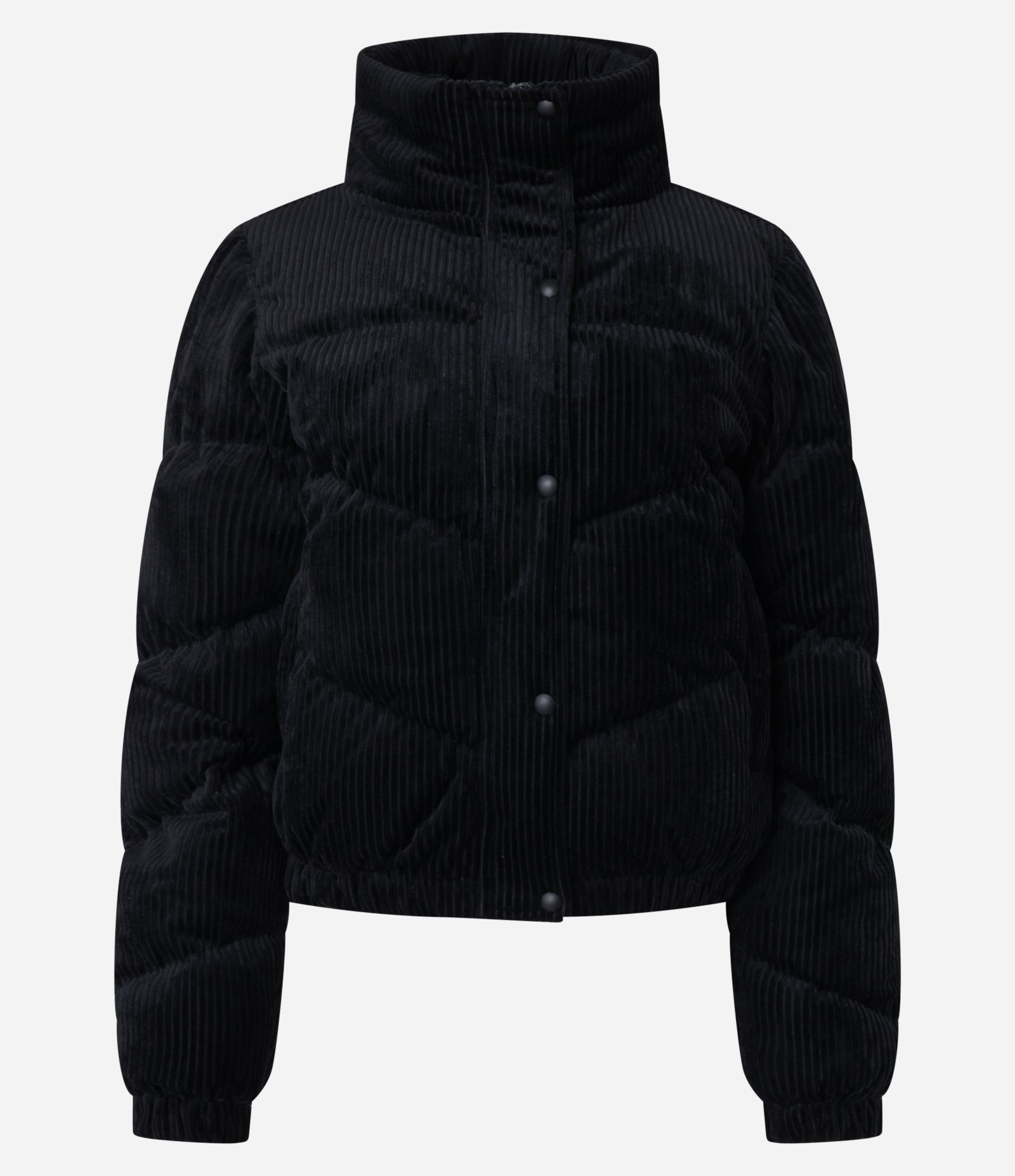 Jaqueat Puffer em Veludo Cotelê com Gola Alta Preto 5