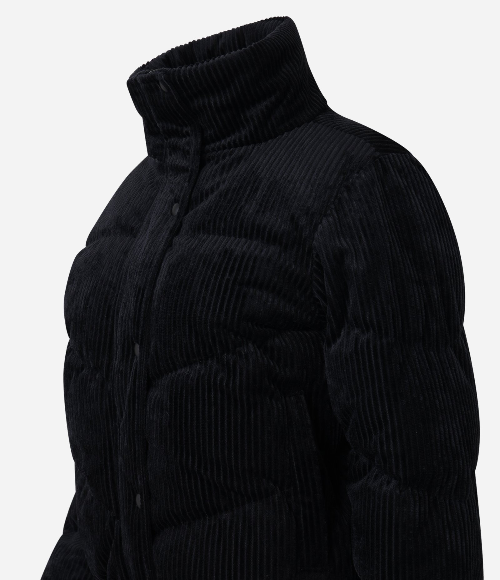 Jaqueat Puffer em Veludo Cotelê com Gola Alta Preto 6