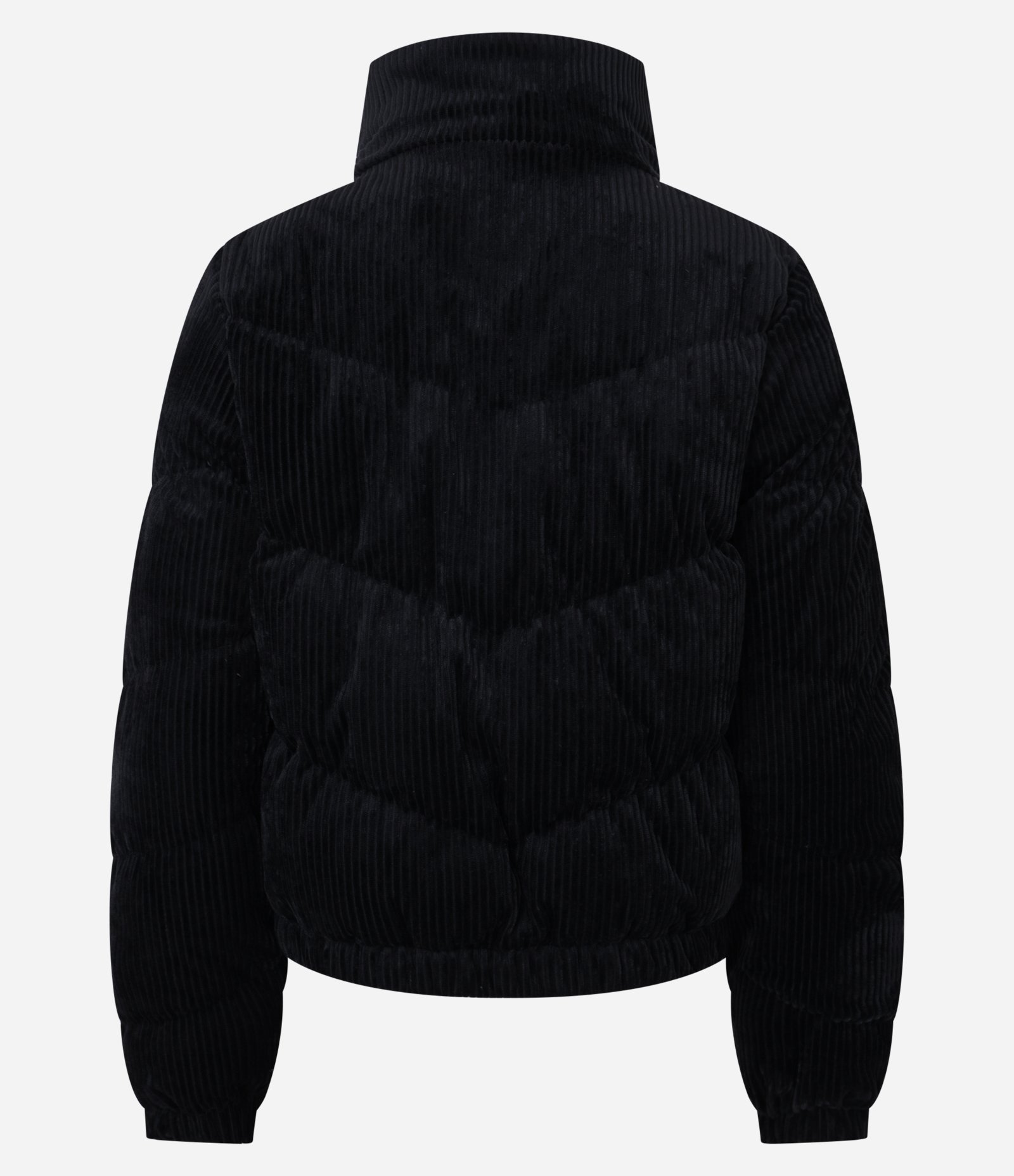 Jaqueat Puffer em Veludo Cotelê com Gola Alta Preto 7