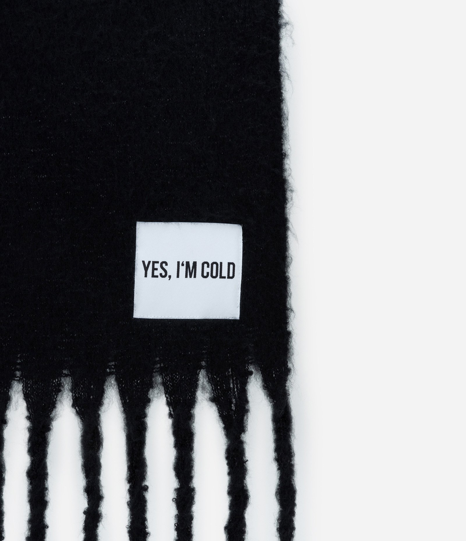 Cachecol em Fleece com Franja e Lettering I'm Cold Preto 3