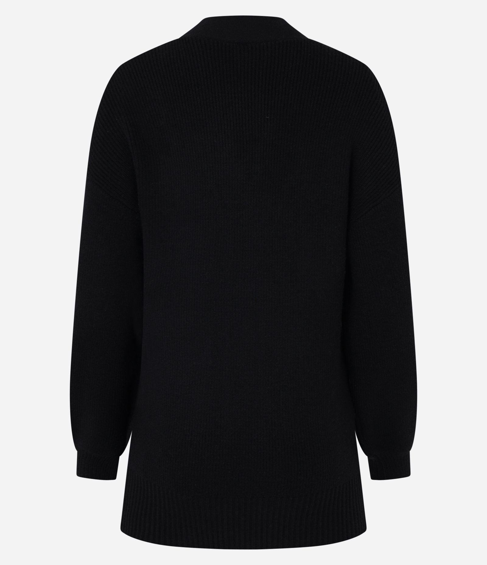 Cardigan Alongado em Tricô com Bolsos e Manga Bufante Preto 3