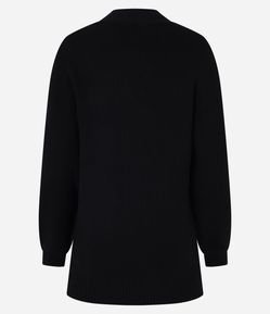 Cardigan Alongado em Tricô com Bolsos e Manga Bufante