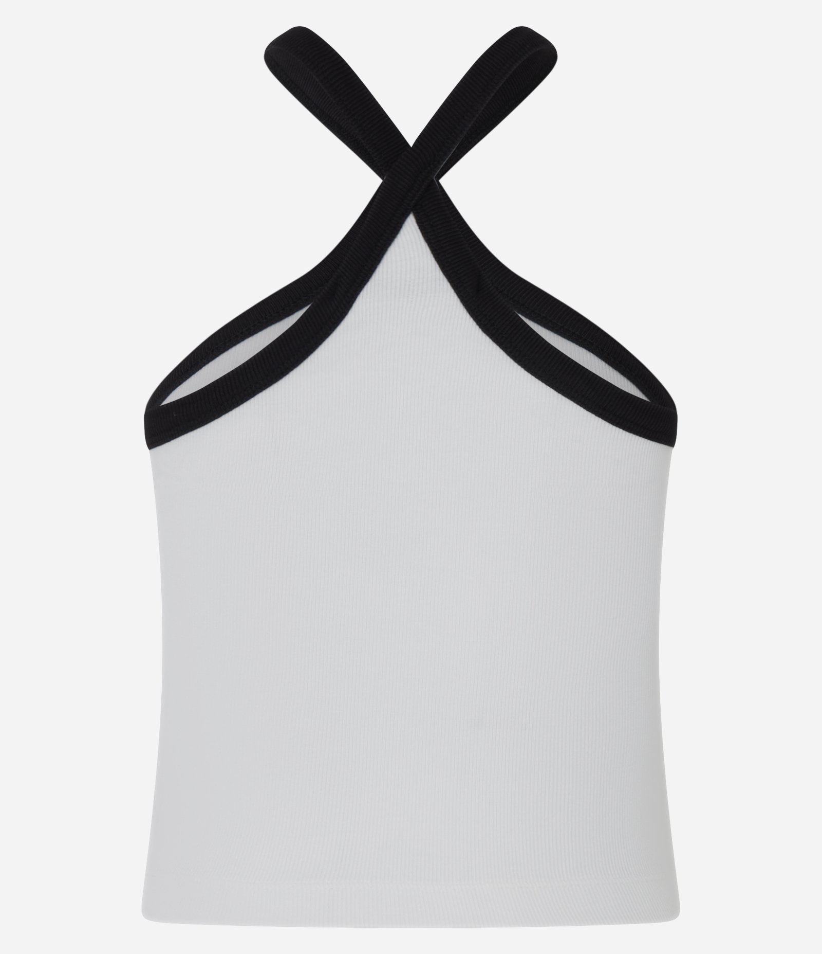 Blusa em Ribana com Alça Cruzada Contrastante Branco 7