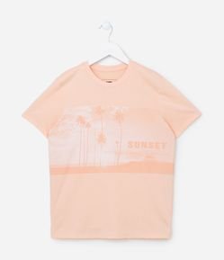 Camiseta Infantil com Estampa Coqueiros -Tam 5 a 14  Anos