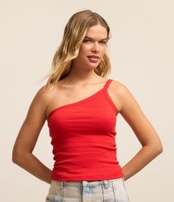 Blusa um Ombro só em Ribana com Textura Leve
