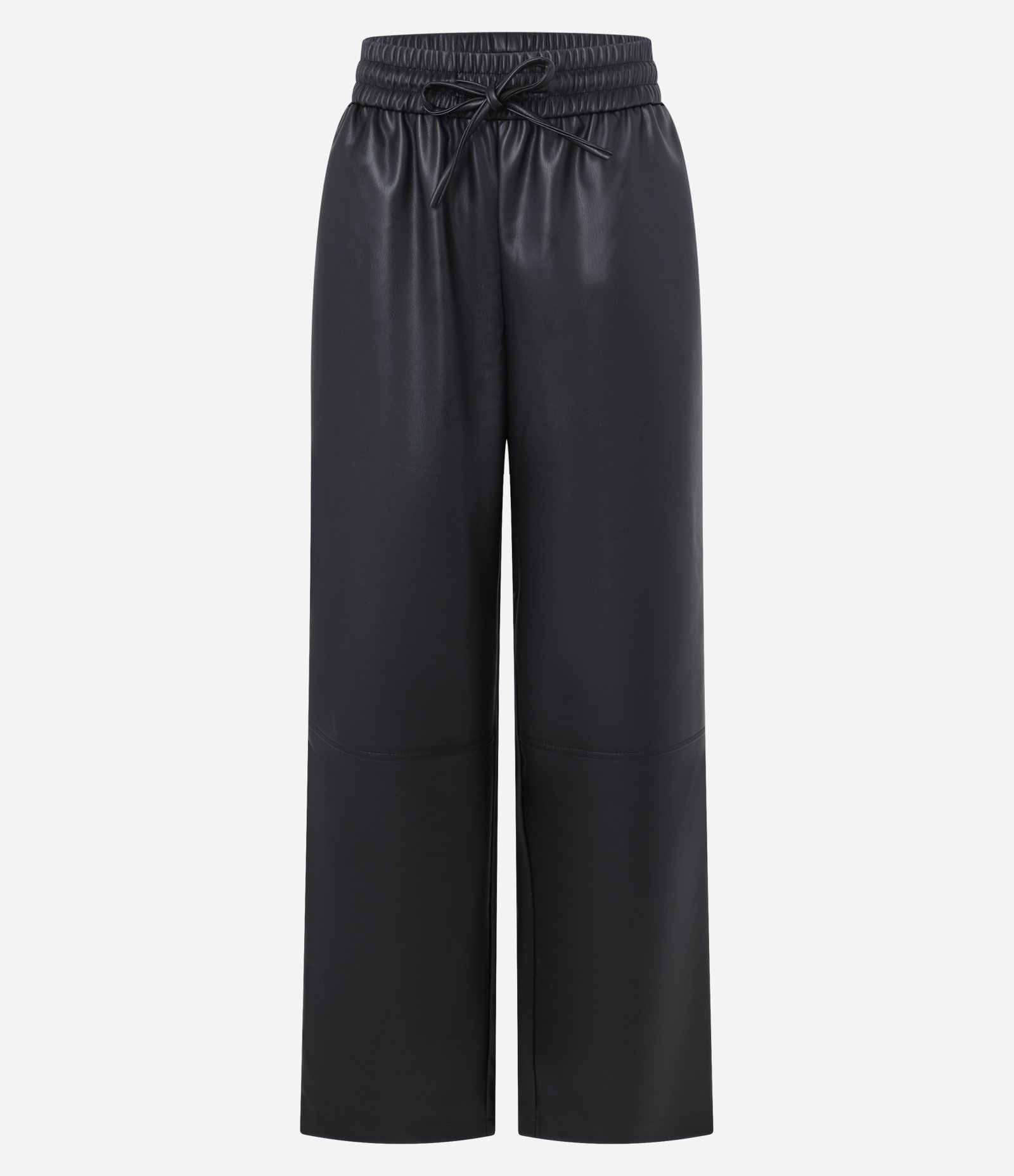 Calça Pantalona em PU com Amarração no Cós Preto 7