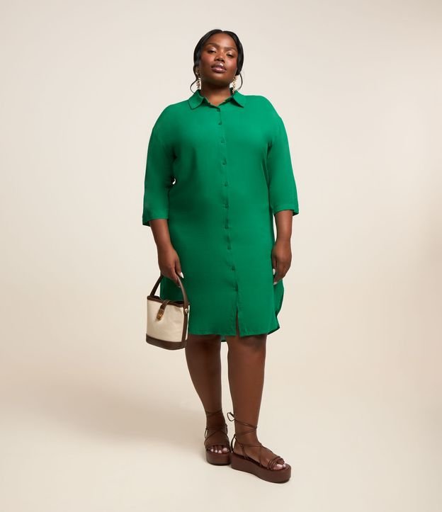Vestido Chemise Alongado em Viscose Curve & Plus Size