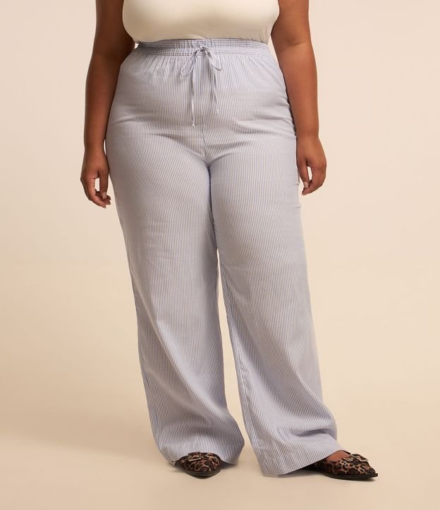 Calça Pijama em Tricoline Listrada Curve & Plus Size