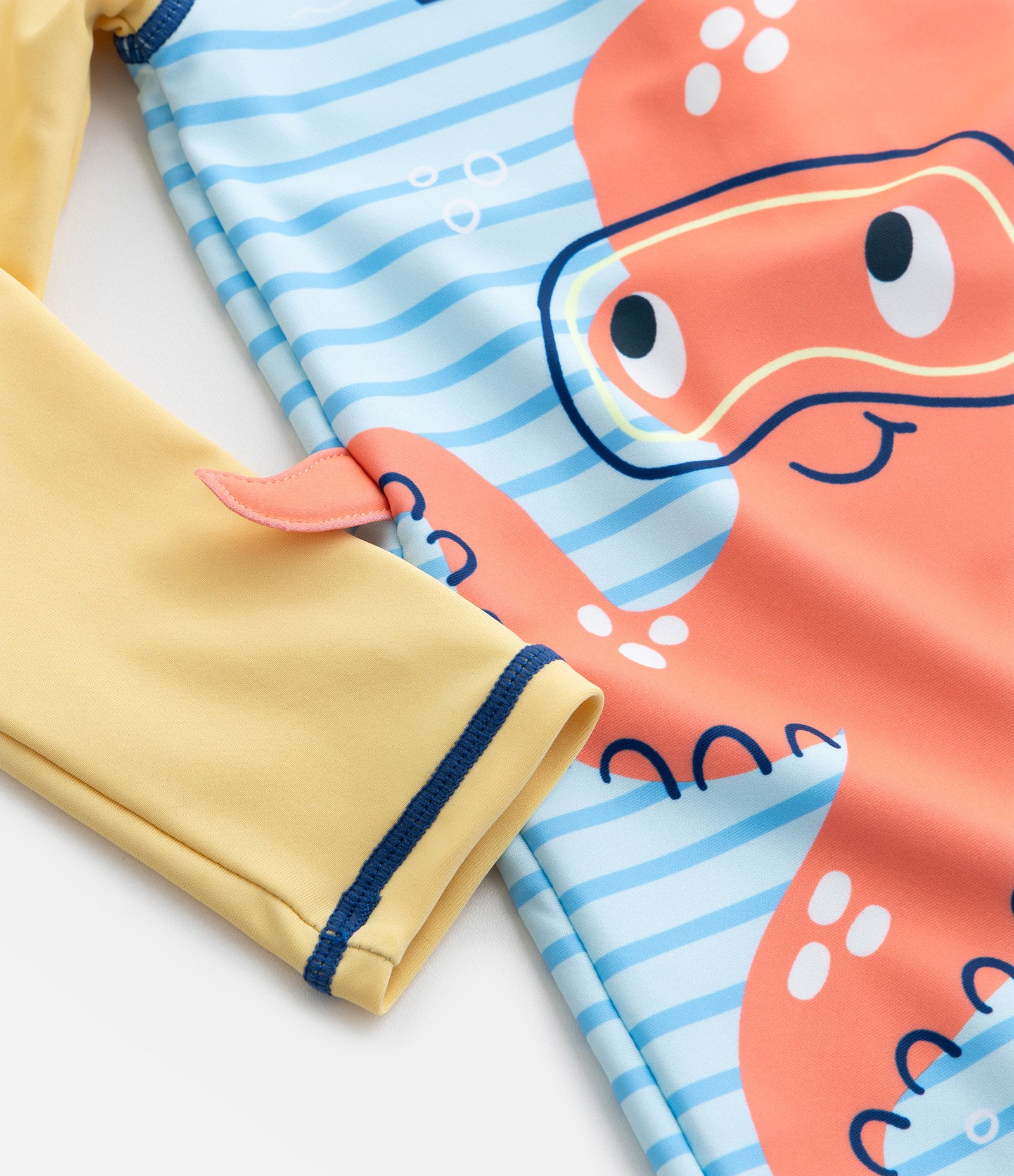 Macacão Infantil com Proteção UV Estampa Polvo - Tam 1 a 4 Anos Amarelo/Azul 5