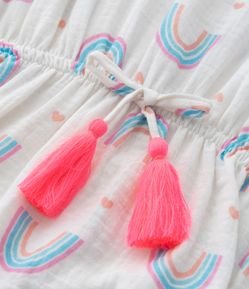 Saída de Praia Infantil com Tassel e Estampa Arco-Íris - Tam P ao G