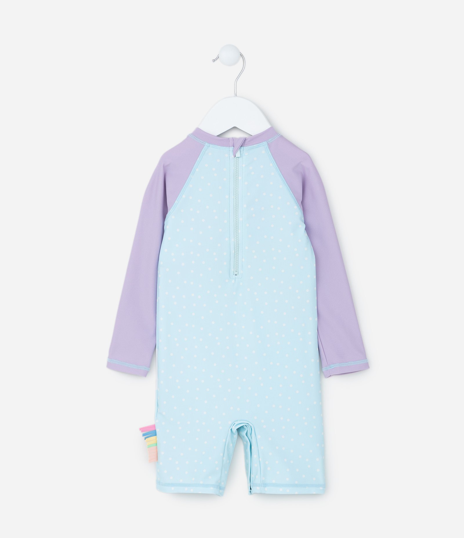 Macacão Infantil com Proteção UV Estampa Arco-Íris - Tam 1 a 4 Anos Azul/Lilás 2