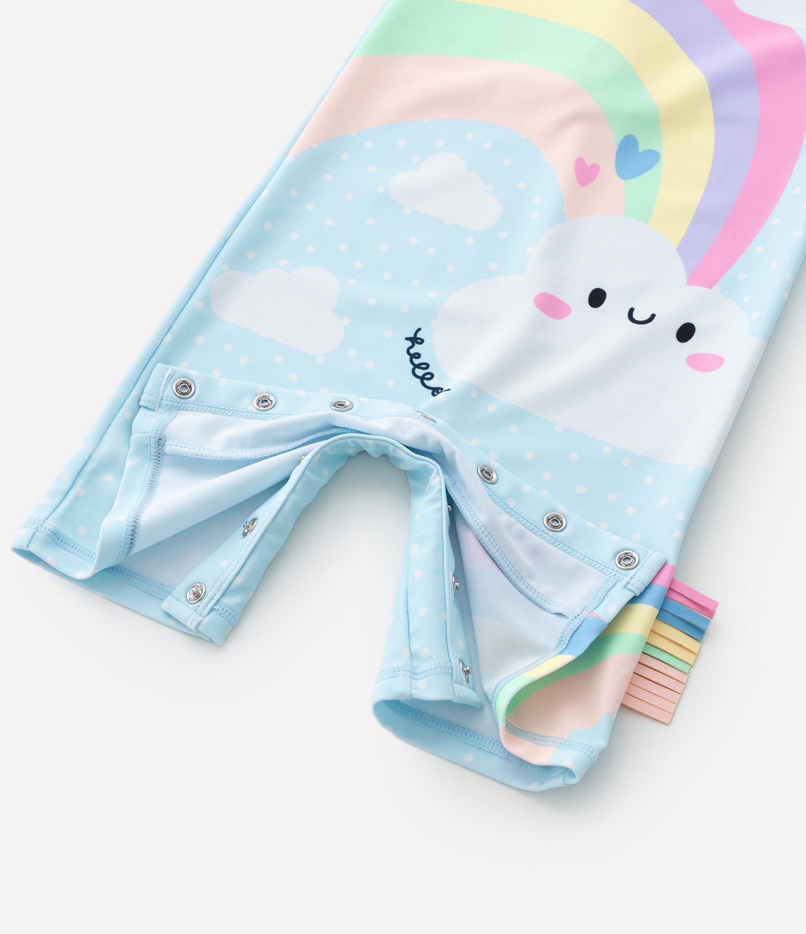 Macacão Infantil com Proteção UV Estampa Arco-Íris - Tam 1 a 4 Anos Azul/Lilás 6