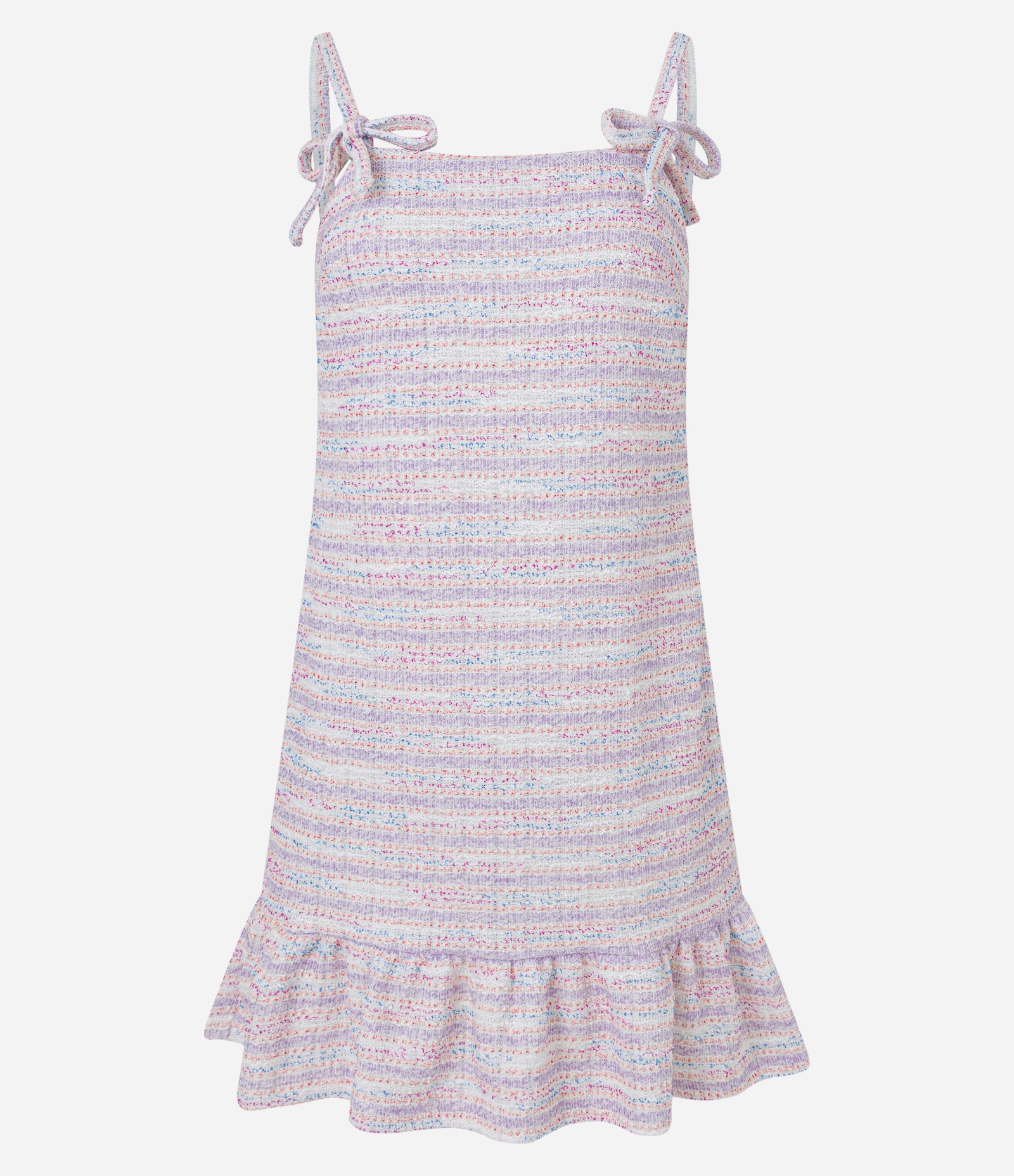 Vestido Curto em Tweed com Alça Laço e Barra Franzida Rosa 5