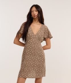 Vestido Curto com Manga Godê e Estampa Floral Liberty